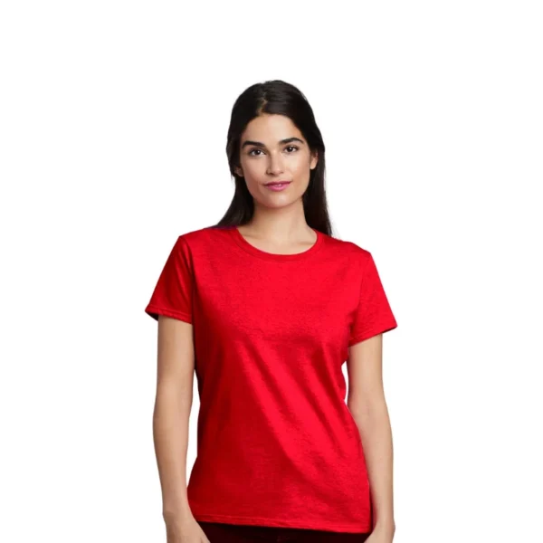 mujer camisa cuello redondo rojo